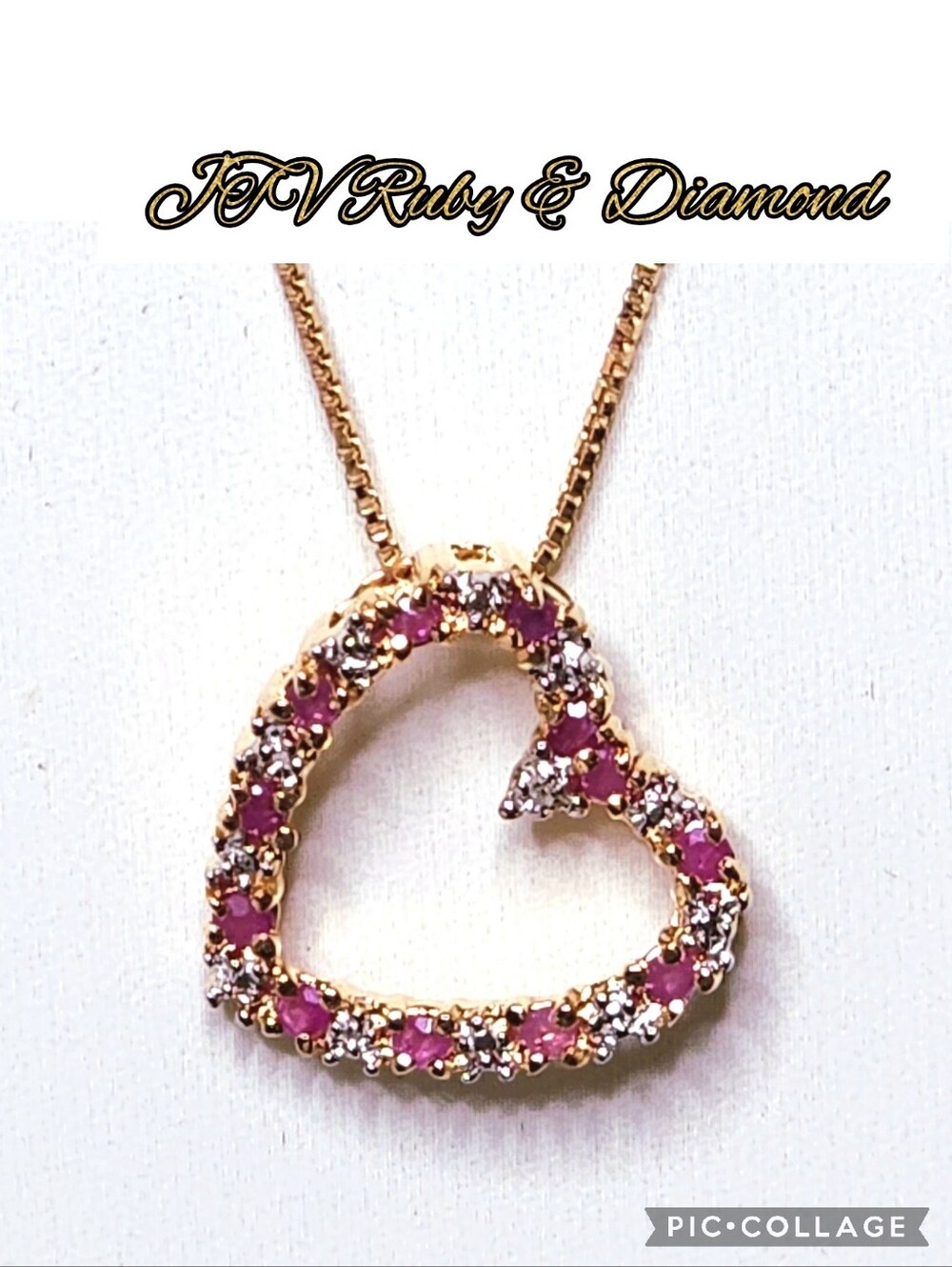 Ruby-Diamond necklace heart &  circle earrings 18k gold red & clear stones nwt